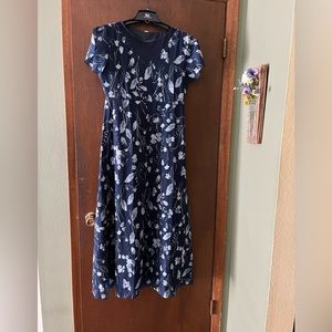 Navy blue flora maxi dress size M